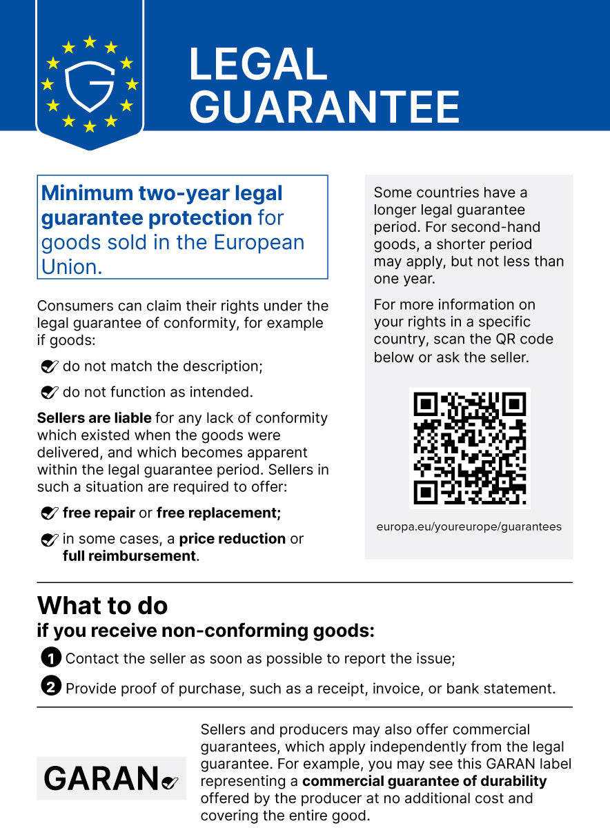 2-Year Legal Guarantee Included