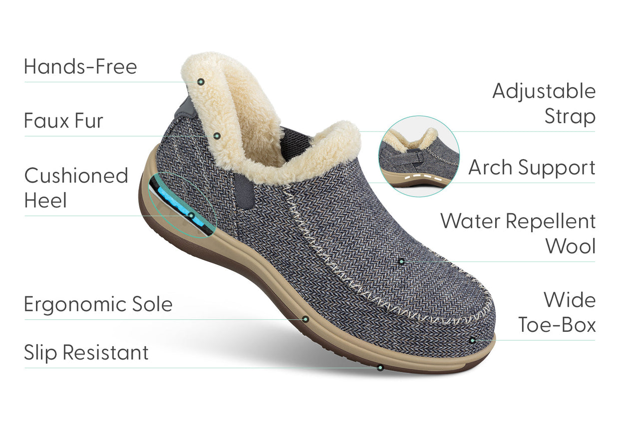 Lorin Hands-Free - Blaue Wolle mit Fischgrätmuster